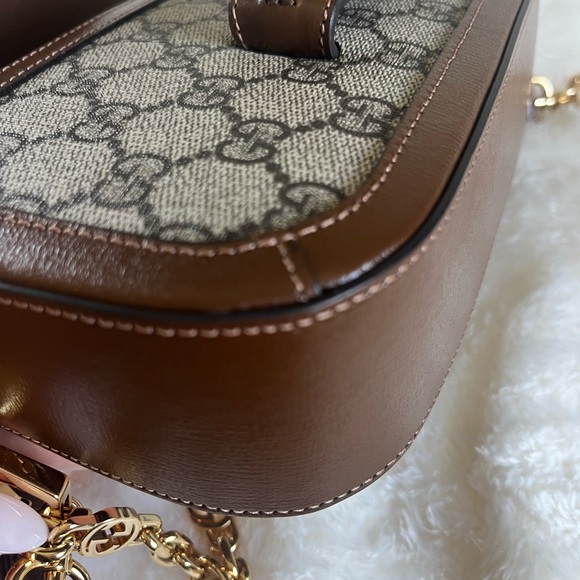 AUTHENTIC GUCCI  Horsebit 1955 leather & Coated Canvas crossbody - Picture 7 of 16